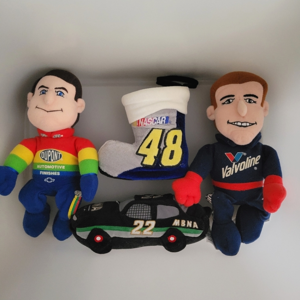 NASCAR Plush Toy Set - Jeff Gordon, Mark Martin, Car 22 Ward Burton, 48 Boot